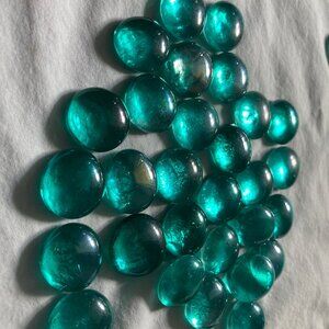Turquoise Glass Round Pebbles for Mosaics, Crafts, or Home Decor